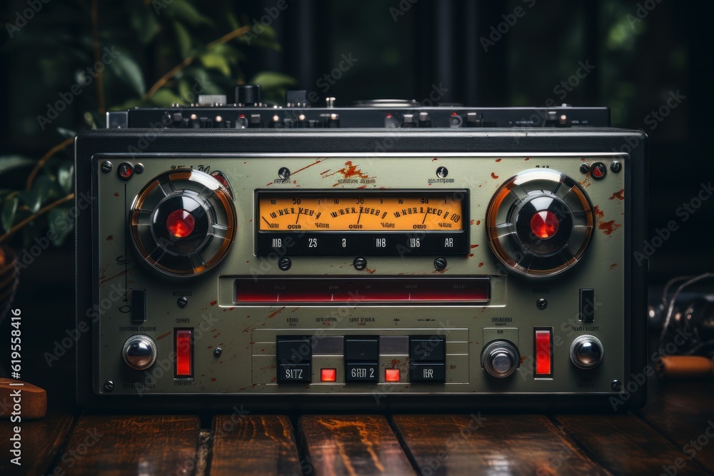 Fototapeta premium beautiful antique radio. Concept of retro and old times