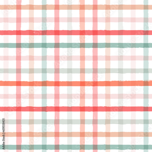 Gingham seamless pattern. Watercolor pastel lines texture for shirts, plaid, tablecloths, clothes, bedding, blankets, makeup wrapping paper. vector checkered summer girly print