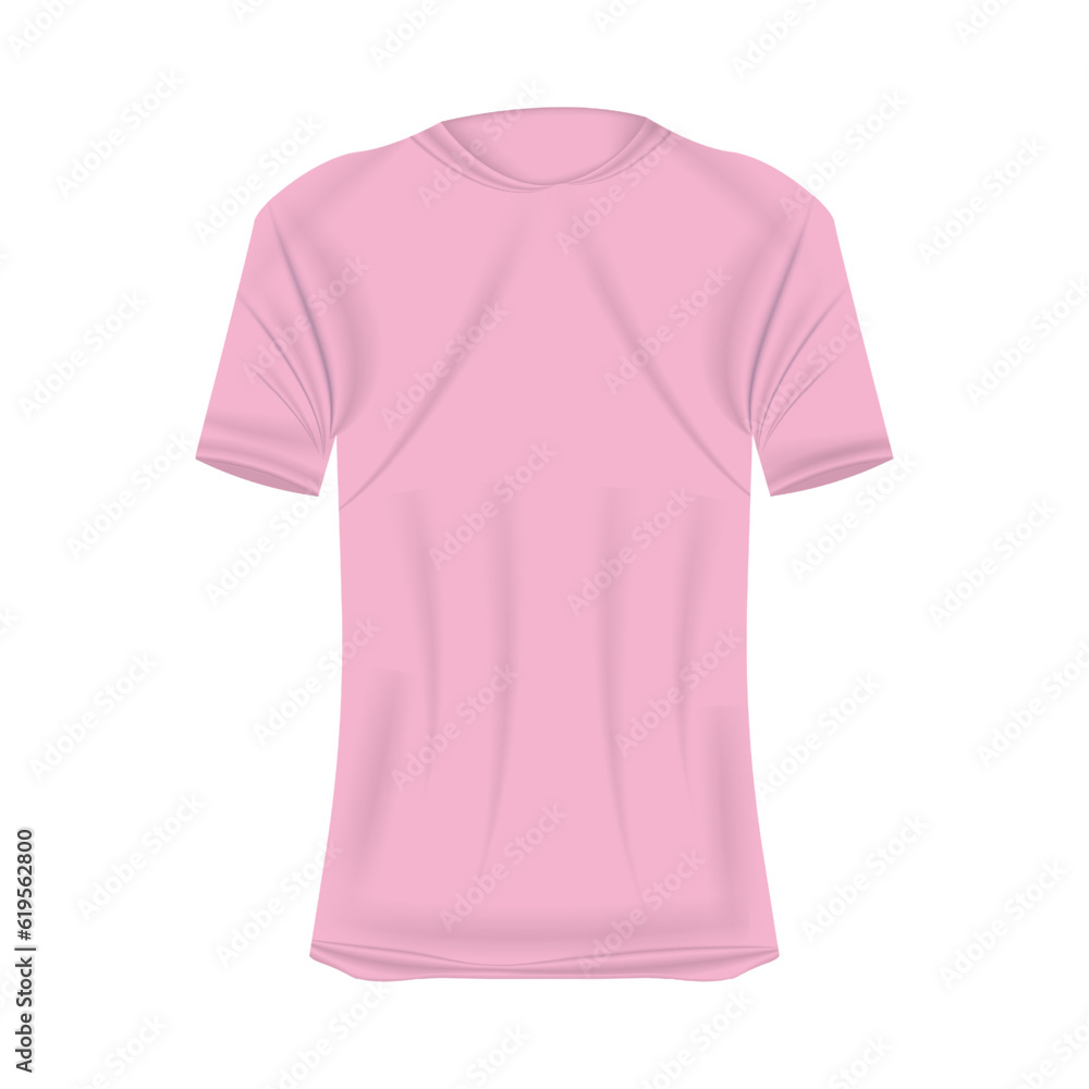 T-shirt mockup in pink colors. Mockup of realistic shirt with short sleeves. Blank t-shirt template with empty space for design. T-shirt mockup in pink colors. Mockup of realistic shirt with short sleeves. Blank t-shirt template with empty space for design.
