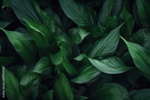 Dark Green Leaves. Generative AI