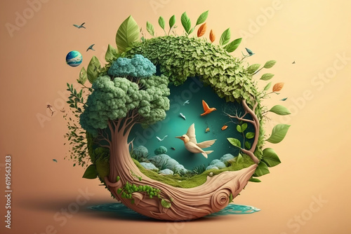 World environment and mother earth day concept with surreal, colorful Earth.