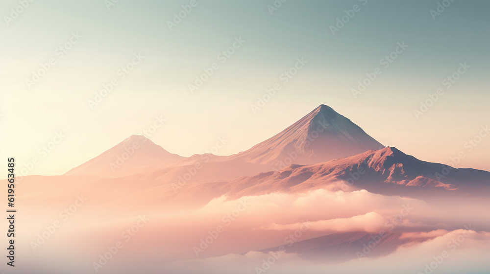 Beautiful mountain peak in the clouds.Generative AI
