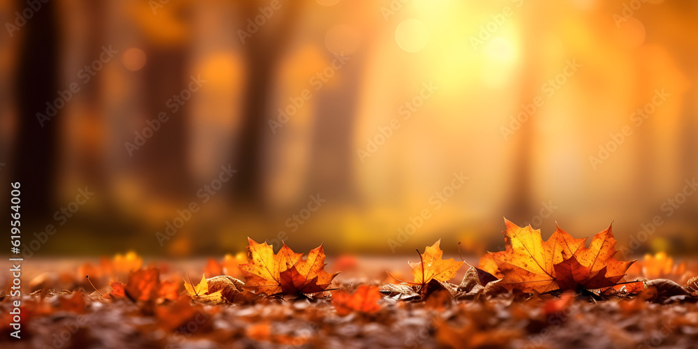 Serene Autumn Landscape Golden Autumn Leaves Rustic Autumn Background AI Generated 