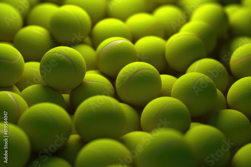 Tennis Court Perspective. Ball in Motion. Generative AI © AIproduction