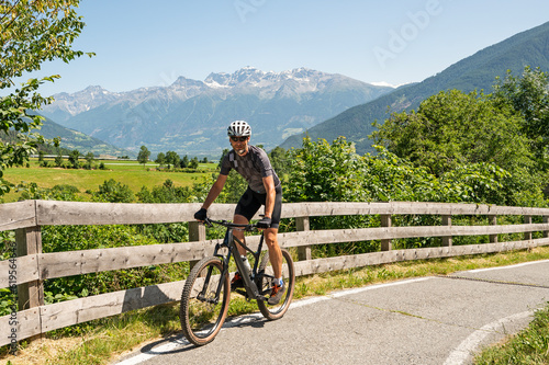 Cyclist in the Alps.