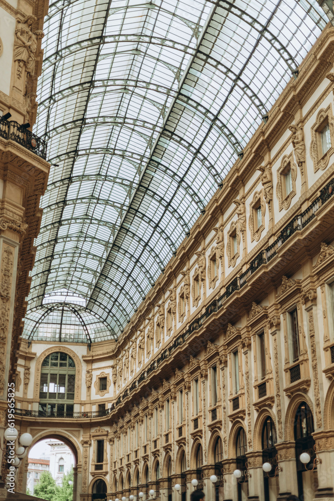 Milan, Italy- May 13, 2023: Galleria Vittorio Emanuele II on April 11, 2013 in Milan. It's one of the world's oldest shopping malls, designed and built by Giuseppe Mengoni between 1865 and 1877