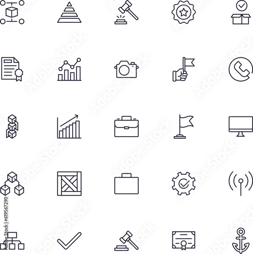 Business line icon set. Collection of commerce uotline sighn for web design, mobile app, UI design, etc. Dark blue line symbol of finance on white background.