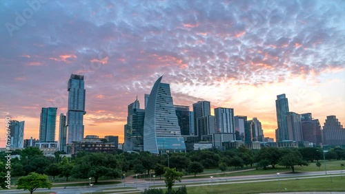 Time Lapse of Downtown Austin During Late Sunrise