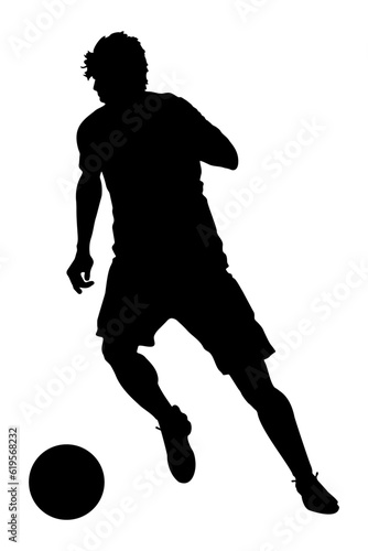 Fotografie, Tablou Football soccer player with ball silhouette isolated on white background