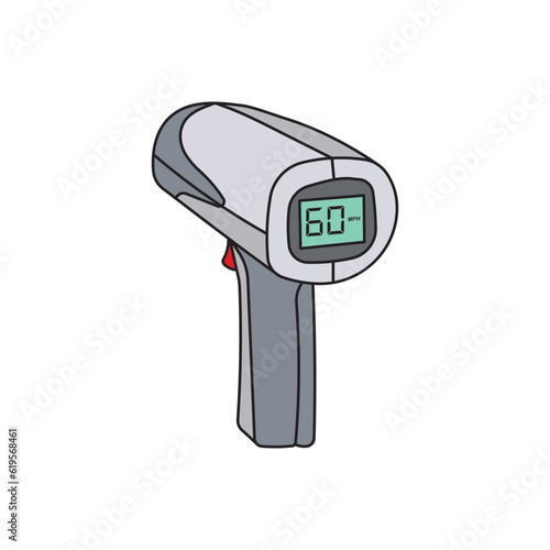 kids drawing Vector illustration speed gun, Speed radar highway flat cartoon isolated
