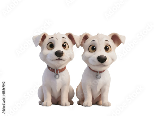 Children s illustration of puppies sitting side by side