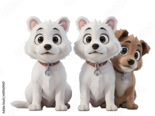 Children's illustration of puppies sitting side by side