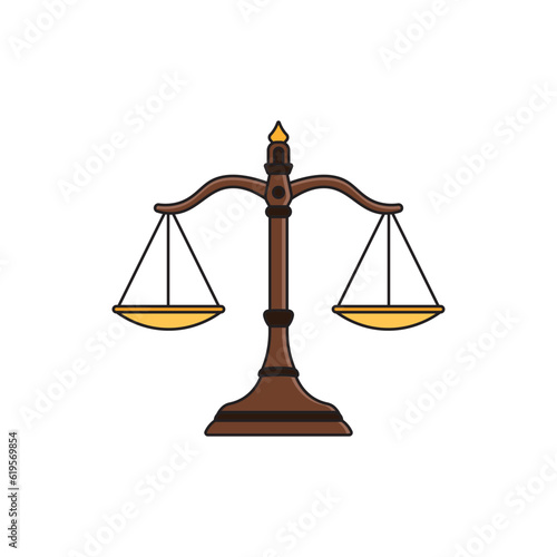 kids drawing Vector illustration Justice scales, Weight balance flat cartoon isolated