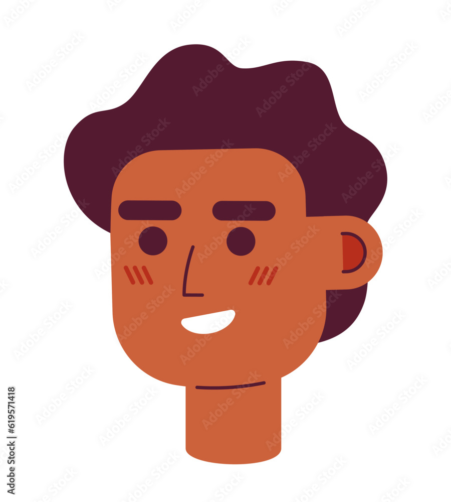 Cheerful handsome young man semi flat vector character head. Editable cartoon avatar icon. Happy entrepreneur. Face emotion. Colorful spot illustration for web graphic design, animation Cheerful handsome young man semi flat vector character head. Editable cartoon avatar icon. Happy entrepreneur. Face emotion. Colorful spot illustration for web graphic design, animation