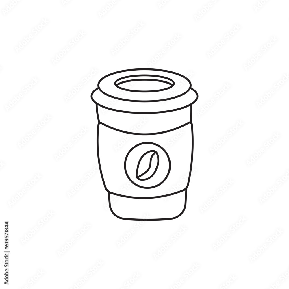 Hand drawn kids drawing Vector illustration coffee cup icon with coffee beans logo vector flat cartoon isolated Hand drawn kids drawing Vector illustration coffee cup icon with coffee beans logo vector flat cartoon isolated
