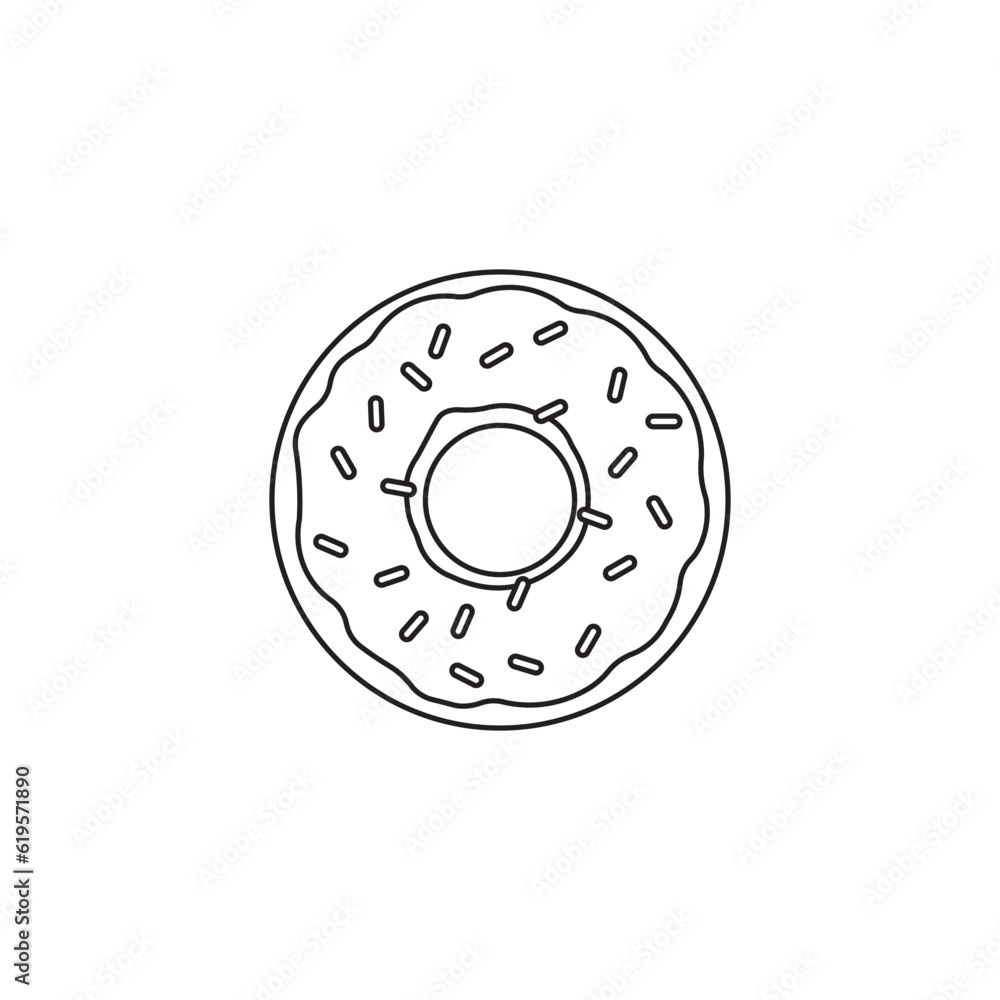 Hand drawn kids drawing Vector illustration donut with pink glaze. donut icon vector flat cartoon isolated Hand drawn kids drawing Vector illustration donut with pink glaze. donut icon vector flat cartoon isolated