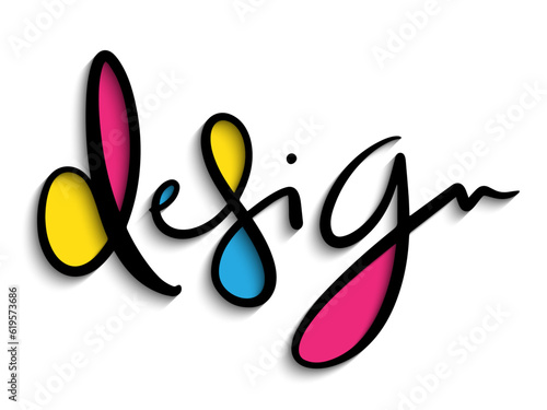DESIGN vector black brush lettering with colorful infills