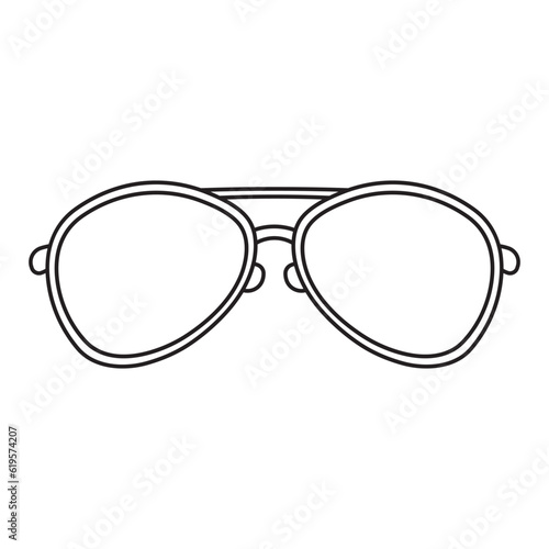 Hand drawn kids drawing Vector illustration sunglasses flat cartoon isolated