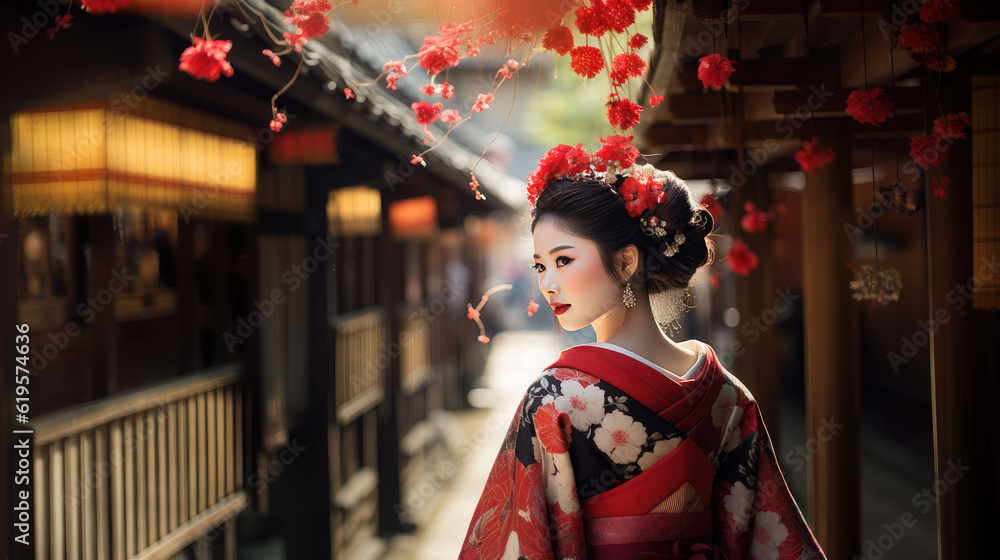 woman in the Kimono Japanese traditional costume
