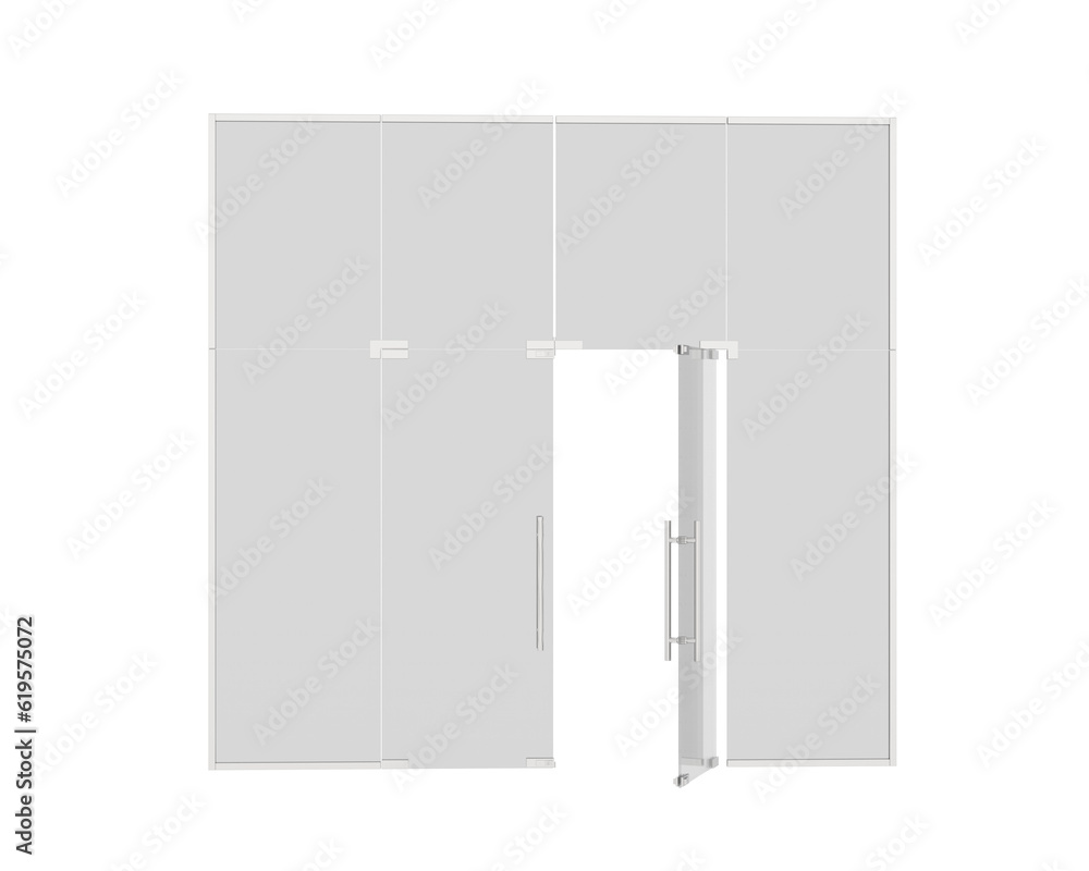 Glass doors isolated on transparent background. 3d rendering - illustration Glass doors isolated on transparent background. 3d rendering - illustration