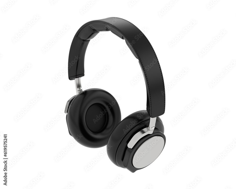 Headphones isolated on transparent background. 3d rendering - illustration Headphones isolated on transparent background. 3d rendering - illustration