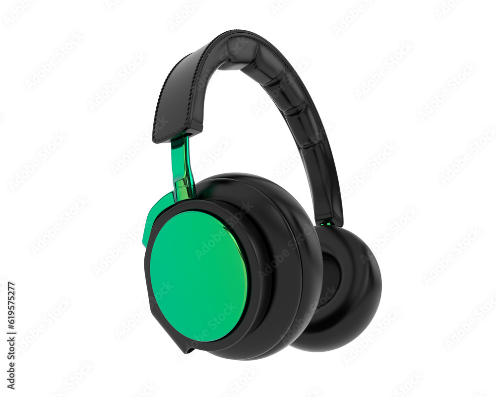 Headphones isolated on transparent background. 3d rendering - illustration Headphones isolated on transparent background. 3d rendering - illustration