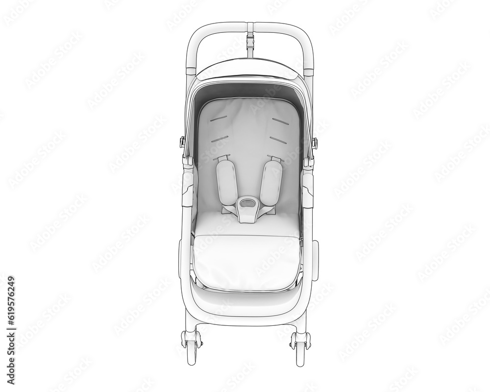 Stroller isolated on transparent background. 3d rendering - illustration Stroller isolated on transparent background. 3d rendering - illustration