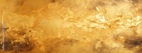 Closeup of abstract rough gold art painting texture wall, with oil brushstroke, pallet knife paint on canvas (Generative Ai). © Corri Seizinger