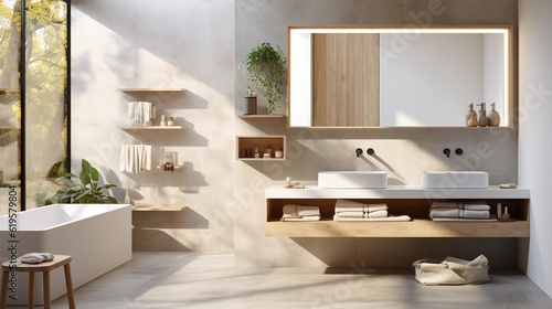 Stylish white sink in modern bathroom interior