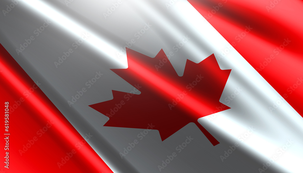 Canada Flag Wave 3d Animation Footage Background 4k Closeup Stock