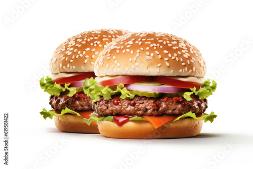 Big tasty hamburger on white background