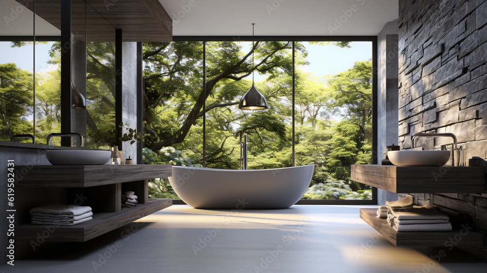 Modern contemporary bathroom 3d rendering image