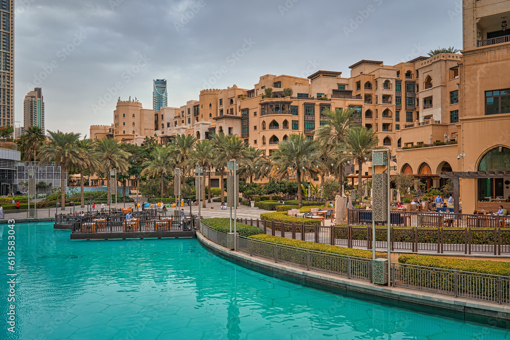 Scenic cityscape of Dubai downtown.