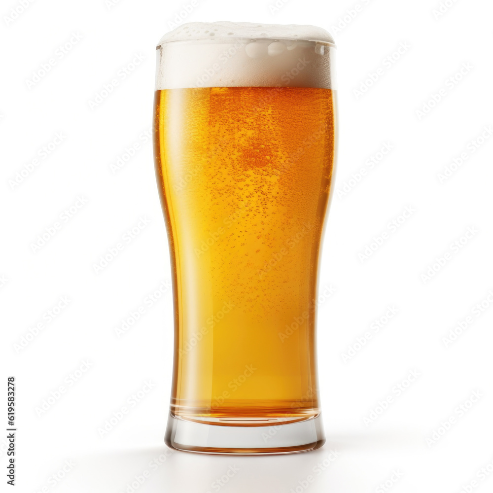 Pint of light beer on white background Pint of light beer on white background