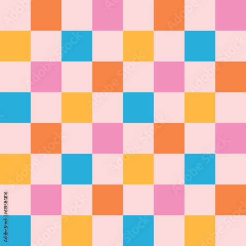 Checkered seamless pattern. Chessboard background. Plaid background. Retro seamless pattern. Colorful background