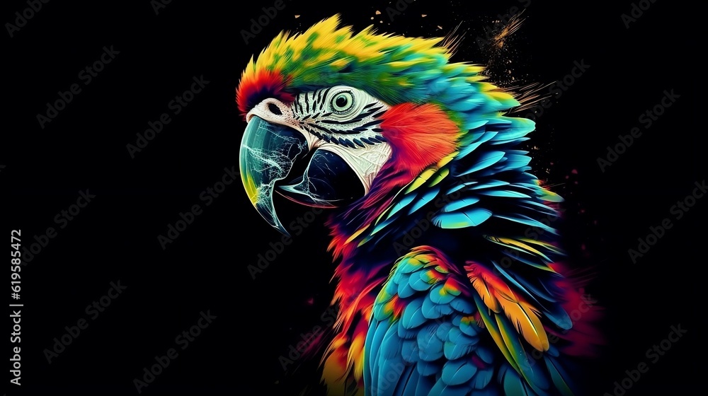 Abstract colorful parrot. Generative AI