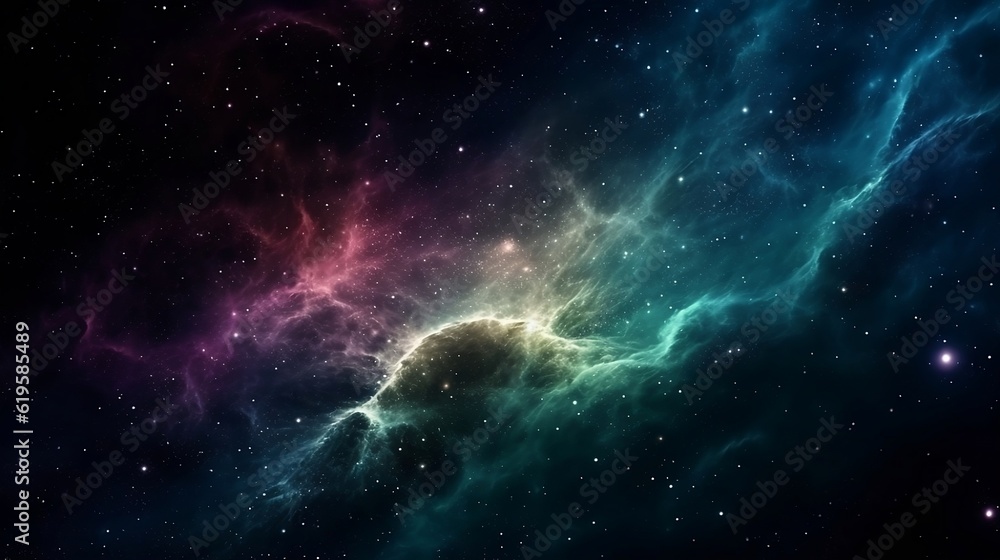 Fototapeta premium Open space with nebula. Generative AI