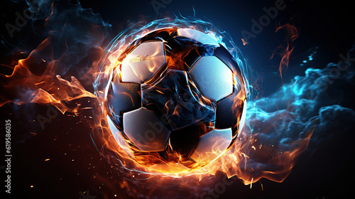soccer ball with fire, created with Generative AI