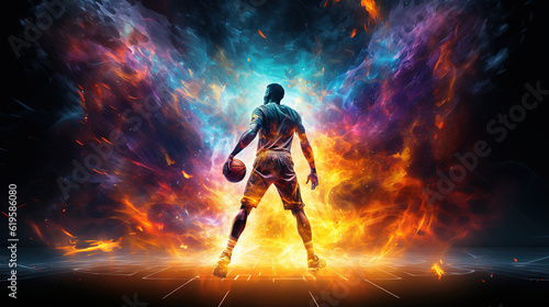 epic moment with a basketball player, created with Generative AI, created with Generative AI