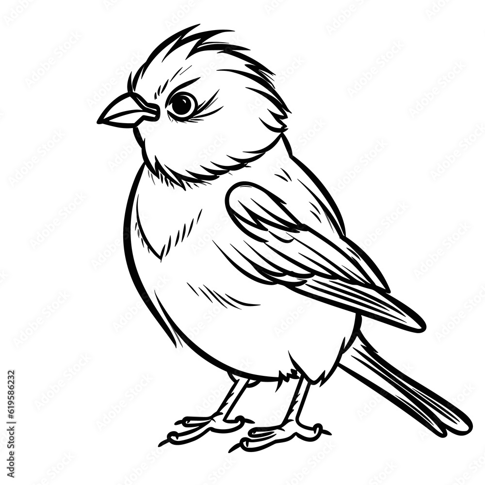Obraz premium Bird, colouring book for kids, PNG illustration 