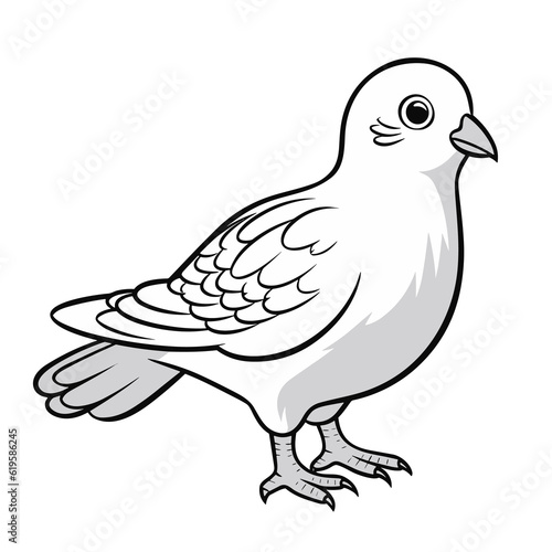 Bird, colouring book for kids, PNG illustration 