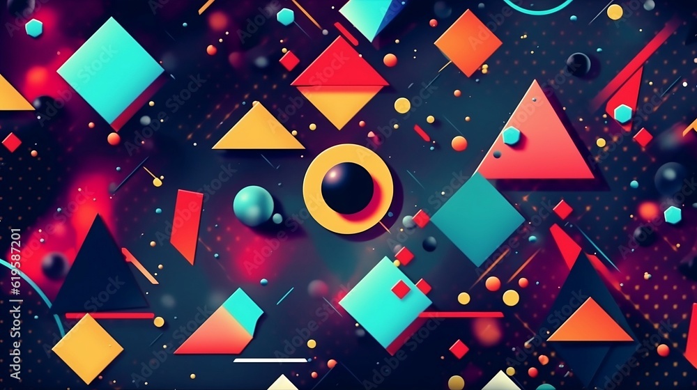 Colorful abstract geometric y2k retro background. Ai generative Colorful abstract geometric y2k retro background. Ai generative