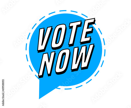 Colorful vector flat design banner vote now. This sign is well adapted for web design.