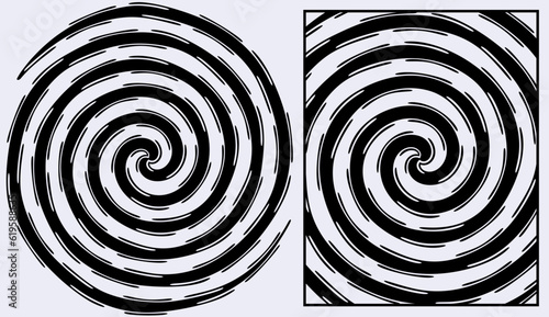 A vector spiral design with drippy and curvy line detailing. A layered graphic component that evokes a retro vibe for hypnotic or psychedelic artwork backgrounds.
