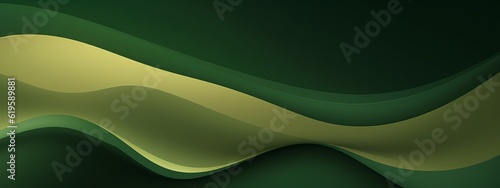 Abstract paint waves background illustration - Dark green color banner texture, Generative Ai