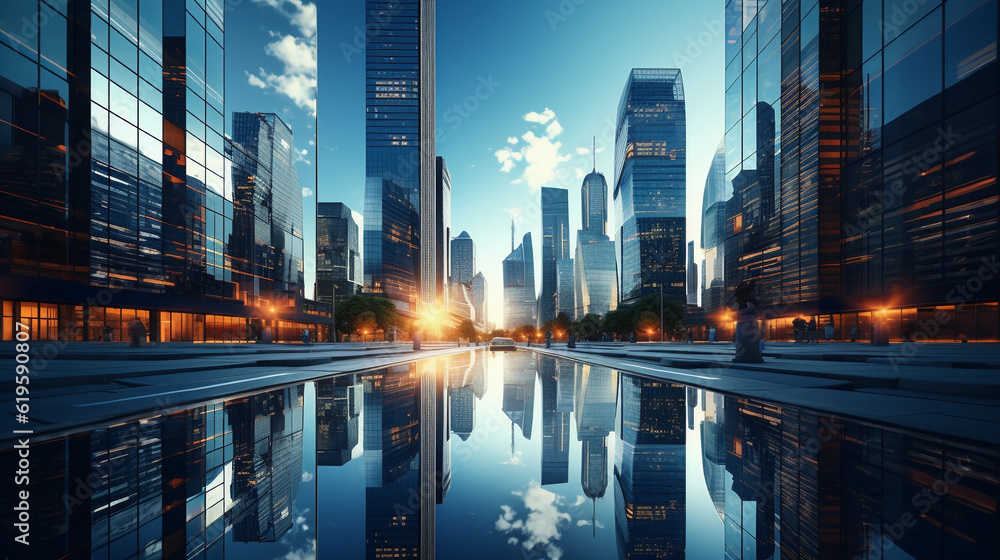 Reflective skyscraper business office buildings Reflective skyscraper business office buildings