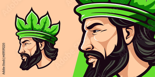Ultimate Cannabis Icon: King of Weed Crown Logo Mascot for Gaming and Sport Teams - Vector Graphic Illustration