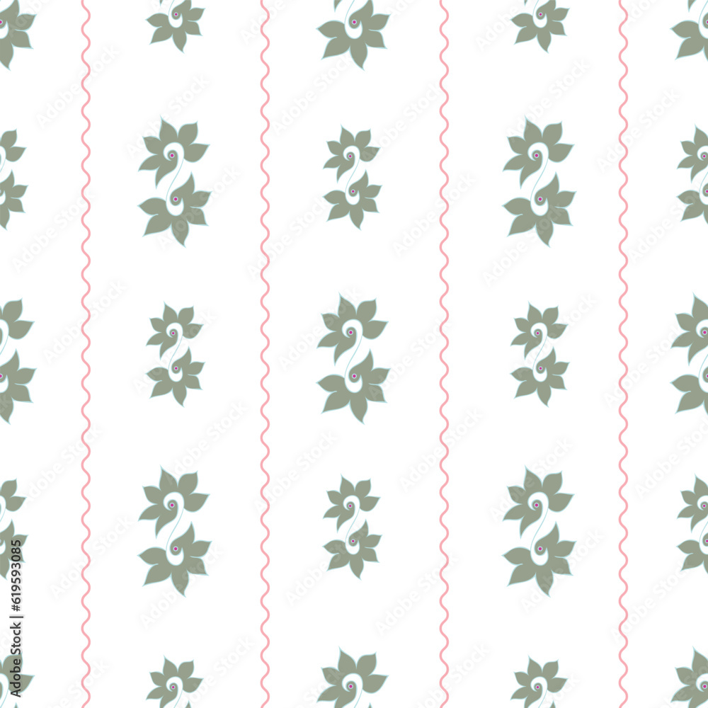 seamless repeat pattern with beautiful floral motifs running in a row