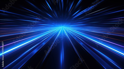 Neon glowing techno lines blue hitech futuristic AI, Generative AI, Generative