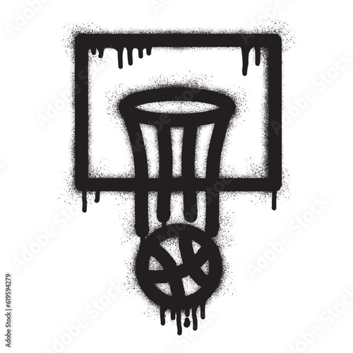 Basketball hoop graffiti with black spray paint